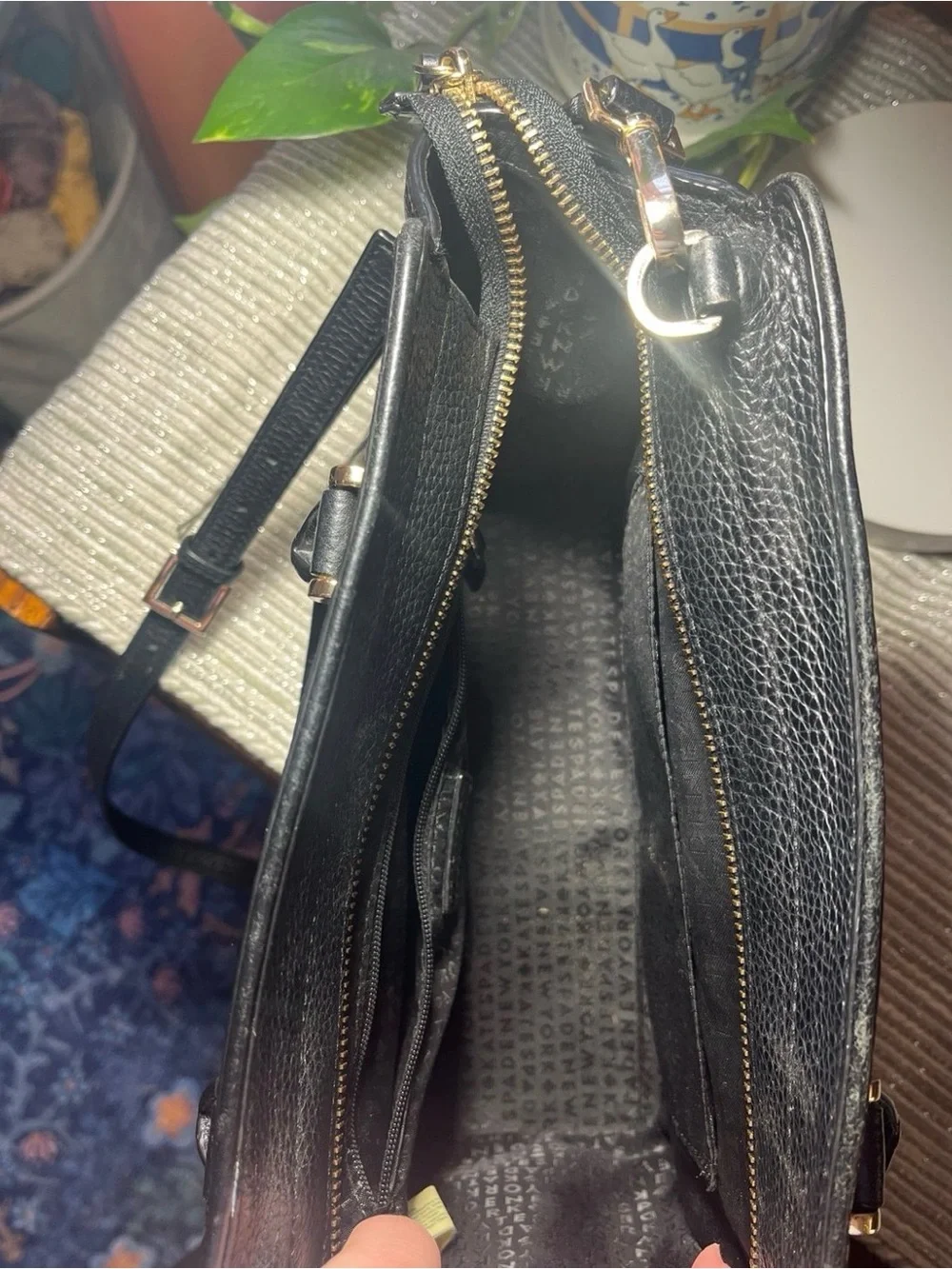 kate spade Black Pebbled Leather Satchel with Tassel